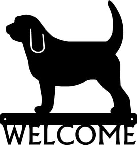 Otterhound Dog Silhouette on a bar with the word welcome below-Otterhound Dog Welcome Sign or Custom Name Sign