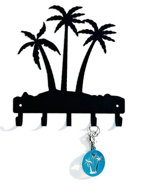 Palm tree key rack/leash holder with palm tree keychain
