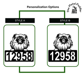 Pekingese Address Sign - Detailed Dog Design with Custom House Numbers The Metal Peddler