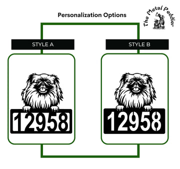 Pekingese Address Sign - Detailed Dog Design with Custom House Numbers