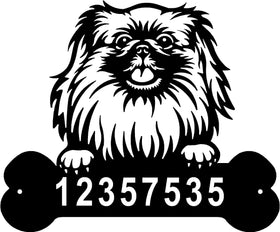 Pekingese Head and Dog Bone Sign with Custom Name or Numbers The Metal Peddler