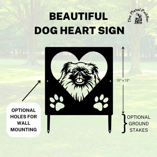 Pekingese Name Sign or Heart Memorial Wall or Yard Plaque