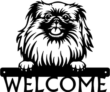 Pekingese Detailed Dog Face Welcome Sign or Custom Name The Metal Peddler