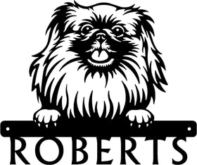 Pekingese Detailed Dog Face Welcome Sign or Custom Name The Metal Peddler