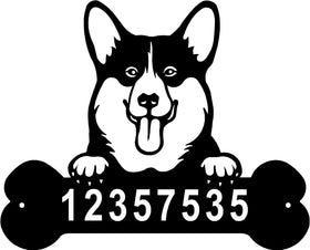Pembroke Corgi Head and Dog Bone Sign with Custom Name or Numbers The Metal Peddler