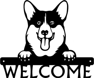 Pembroke Welsh Corgi Detailed Dog Face Welcome Sign or Custom Name The Metal Peddler