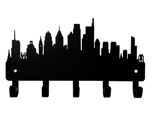 Philadelphia PA City Skyline Key rack/leash holder with 5 hooks