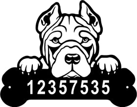 Pit Bull Head and Dog Bone Sign with Custom Name or Numbers The Metal Peddler