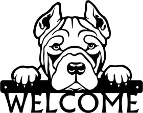Pit Bull Terrier Detailed Dog Face Welcome Sign or Custom Name The Metal Peddler