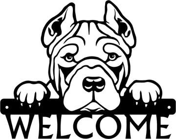 Pit Bull Terrier Detailed Dog Face Welcome Sign or Custom Name The Metal Peddler