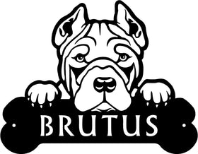 Pit Bull Head and Dog Bone Sign with Custom Name or Numbers The Metal Peddler