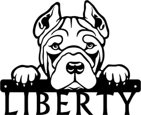 Pit Bull Terrier Detailed Dog Face Welcome Sign or Custom Name The Metal Peddler