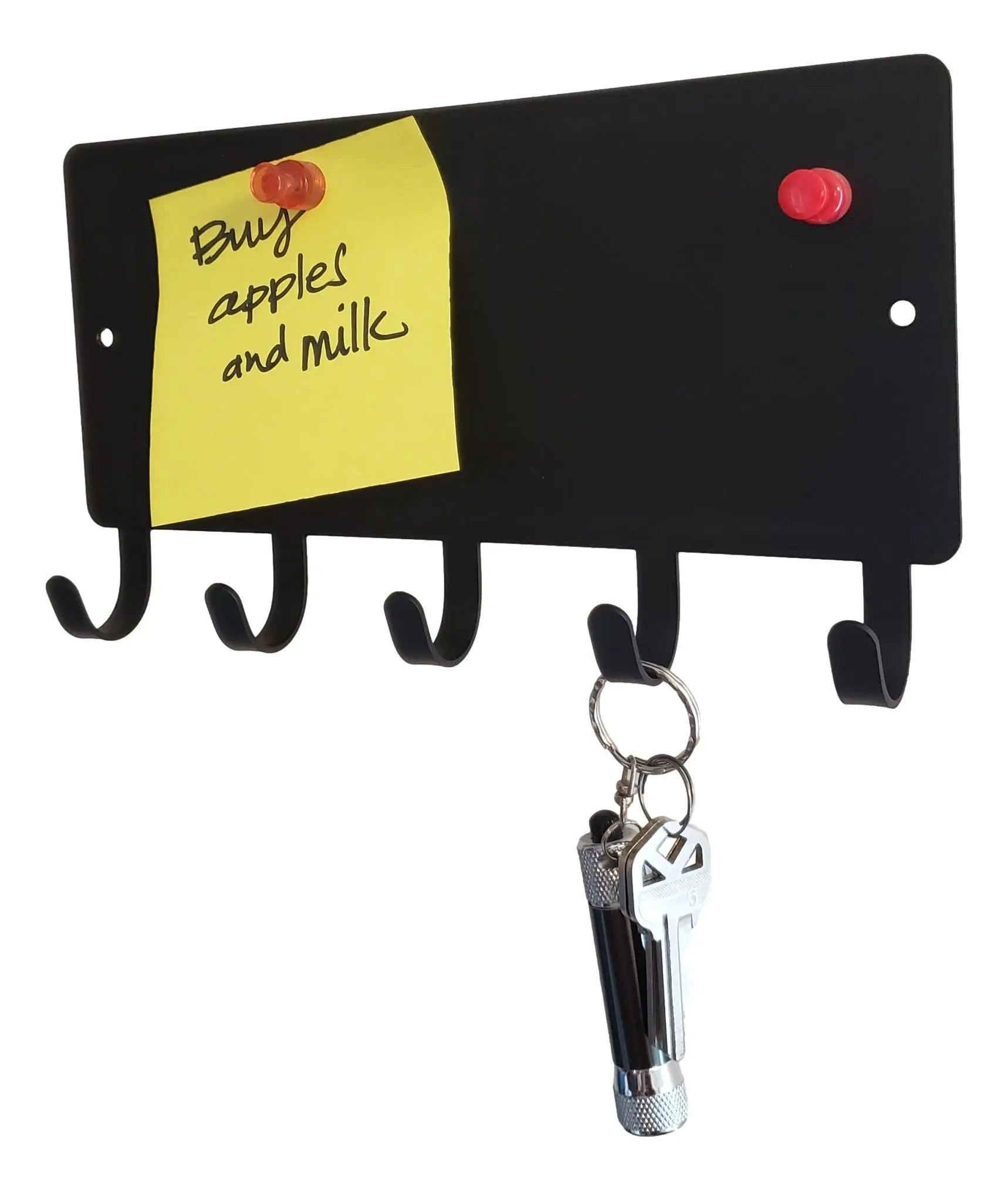 Plain Key Rack with 5 hooks and Mini Memo Board | The Metal Peddler