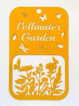 Buy yellow Pollinator Garden Sign -  Metal Wall Art for Nature Lovers 🦋