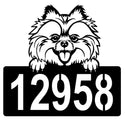 Pomeranian Address Sign - Detailed Dog Design with Custom House Numbers The Metal Peddler