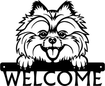 Pomeranian Detailed Dog Face Welcome Sign or Custom Name The Metal Peddler