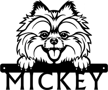 Pomeranian Detailed Dog Face Welcome Sign or Custom Name The Metal Peddler