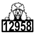 Poodle Address Sign - Detailed Dog Design with Custom House Numbers The Metal Peddler