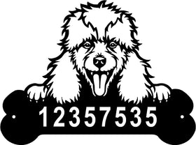 Poodle Head and Dog Bone Sign with Custom Name or Numbers The Metal Peddler