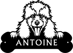 Poodle Head and Dog Bone Sign with Custom Name or Numbers The Metal Peddler