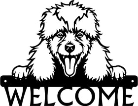 Poodle Detailed Dog Face Welcome Sign or Custom Name The Metal Peddler