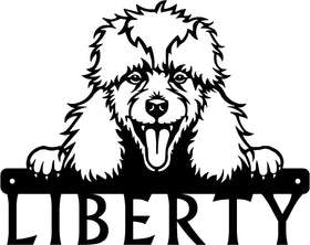 Poodle Detailed Dog Face Welcome Sign or Custom Name The Metal Peddler