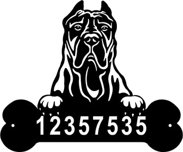Presa Canario Head and Dog Bone Sign with Custom Name or Numbers The Metal Peddler