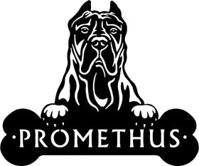 Presa Canario Head and Dog Bone Sign with Custom Name or Numbers The Metal Peddler