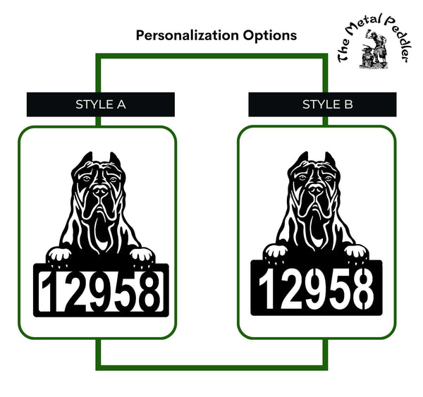 Presa Canario Address Sign - Detailed Dog Design with Custom House Numbers The Metal Peddler