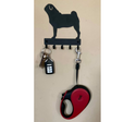 Pug key and leash hanger with 5 hooks for dogs and their people