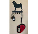 Pug key and leash hanger with 5 hooks for dogs and their humans