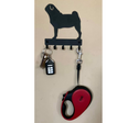 Pug key and leash hanger with 5 hooks for dogs and their humans