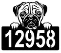 Pug Address Sign - Detailed Dog Design with Custom House Numbers The Metal Peddler