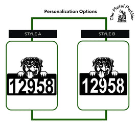 Rottweiler Address Sign - Detailed Dog Design with Custom House Numbers The Metal Peddler