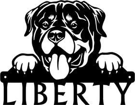 Rottweiler Detailed Dog Face Welcome Sign or Custom Name The Metal Peddler