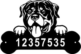 Rottweiler Head and Dog Bone Sign with Custom Name or Numbers - 0