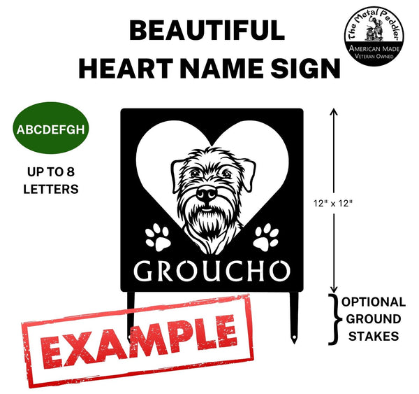 Dog Name Sign or Heart Memorial Wall or Yard Plaque