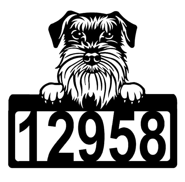 Schnauzer Address Sign - Detailed Dog Design with Custom House Numbers The Metal Peddler