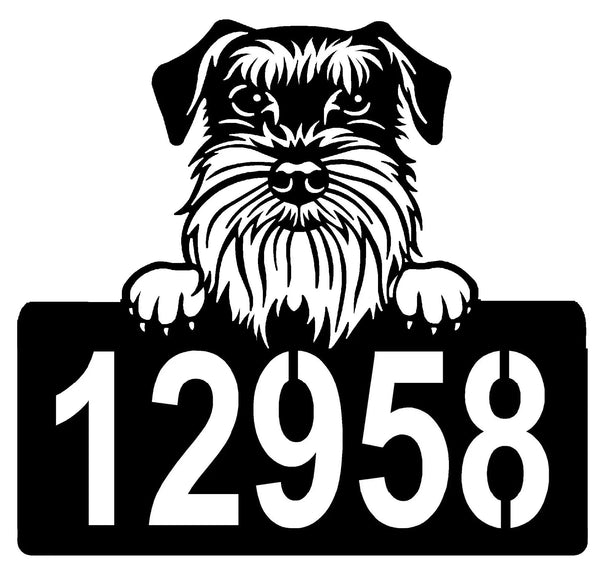 Schnauzer Address Sign - Detailed Dog Design with Custom House Numbers The Metal Peddler