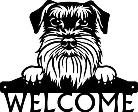 Schnauzer Detailed Dog Face Welcome Sign or Custom Name The Metal Peddler