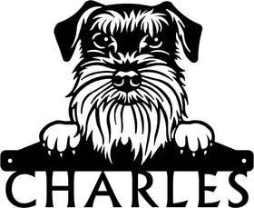 Schnauzer Detailed Dog Face Welcome Sign or Custom Name The Metal Peddler