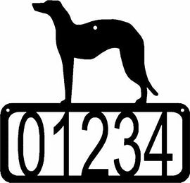 Open Rectangle with numbers inside-Scottish Deerhound Silhouette on top-Scottish Deerhound Dog House Address Sign