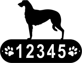 Scottish Deerhound Dog PAWS House Address Sign