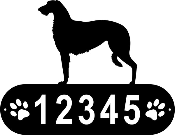 Scottish Deerhound Dog PAWS House Address Sign