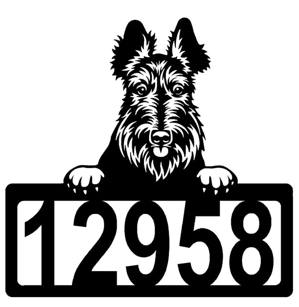 Scottish Terrier Address Sign - Detailed Dog Design with Custom House Numbers The Metal Peddler