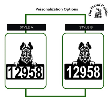 Scottish Terrier Address Sign - Detailed Dog Design with Custom House Numbers