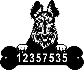Scottish Terrier Head and Dog Bone Sign with Custom Name or Numbers