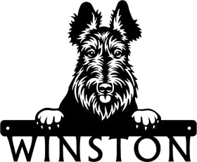 Scottish Terrier Detailed Dog Face Welcome Sign or Custom Name The Metal Peddler