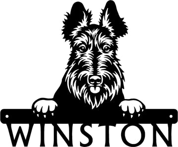 Scottish Terrier Detailed Dog Face Welcome Sign or Custom Name The Metal Peddler