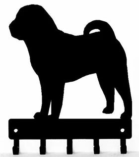 Shar Pei Dog Key Rack/ Leash Hanger with 5 hooks